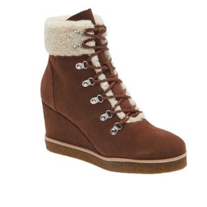 Steve Madden Marcel Faux Shearling Wedge Booties SZ 10 NIB